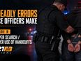 Police officer safely searching and handcuffing a suspect behind the back during an arrest