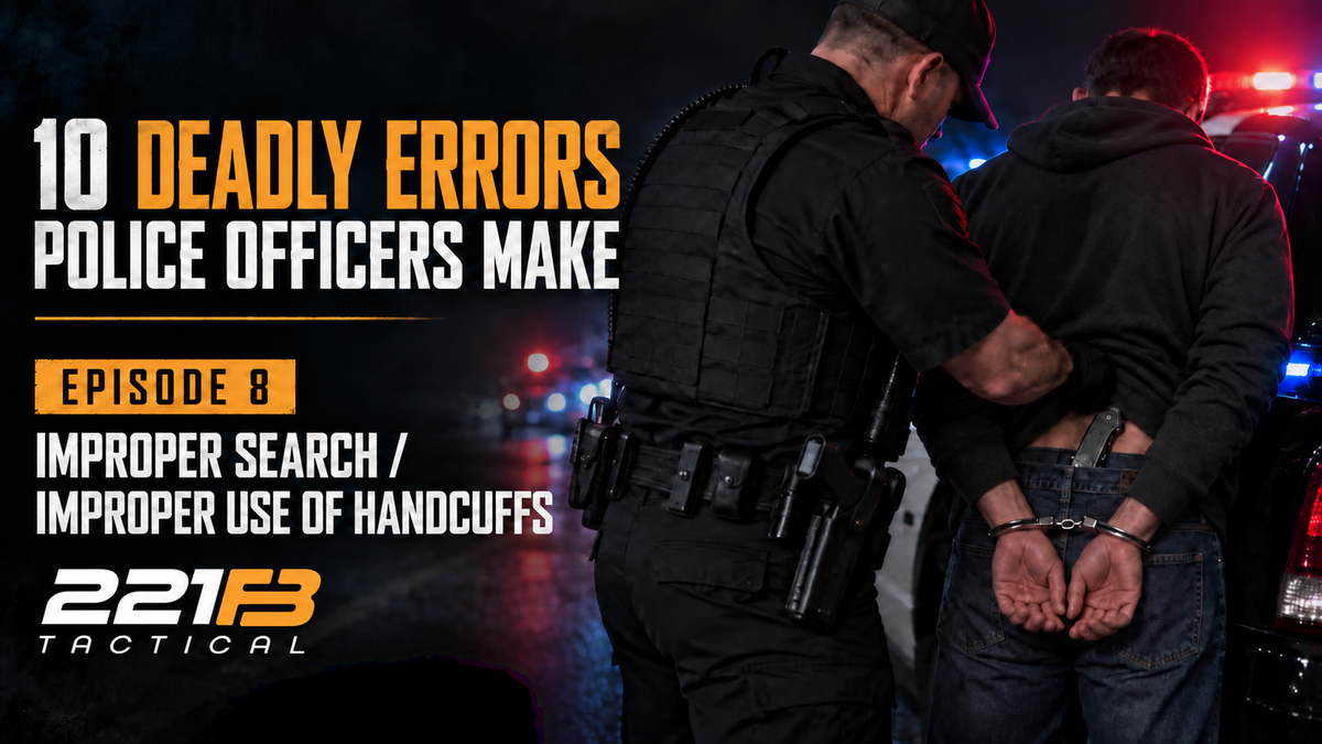 Police officer safely searching and handcuffing a suspect behind the back during an arrest