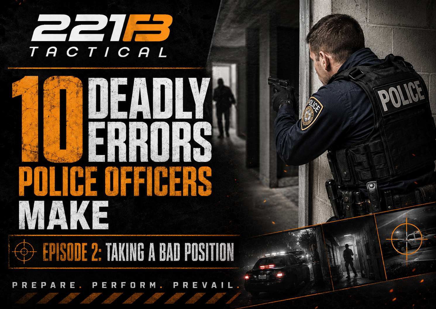 Police officer using proper tactical positioning and situational awareness during a dangerous call