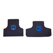 Two black soft body armor panels with blue CA (Caliber Armor) logos on a white background 0