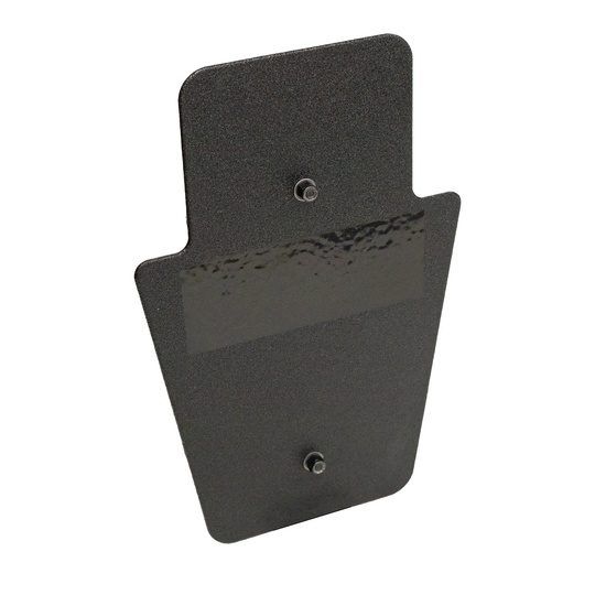 Angled front of black 12" x 18" Caliber Armor Pistol rated Level IIIA HG2 Ballistic Shield with SL handle on a white background 2