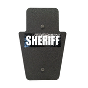 Front of black 12" x 18" Caliber Armor Pistol rated Level IIIA HG2 Ballistic Shield with SL handle with Sheriff logo on a white background 4