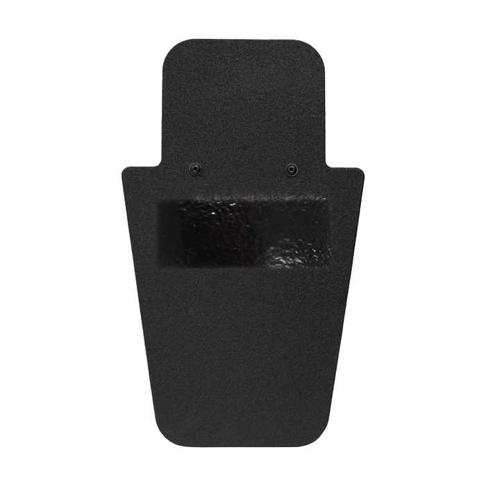 Front of black 15" x 25" Caliber Armor Pistol rated Level IIIA HG2 Ballistic Shield with fixed value line handle in the center on a white background 0