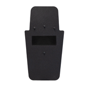 Front of a black 16" x 30" Caliber Armor Pistol rated Level IIIA HG2 Ballistic Shield with pivoting handle on a white background 14