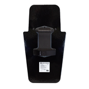 Backside of black 16" x 30" Caliber Armor Pistol rated Level IIIA HG2 Ballistic Shield with three position handle in the center position on a white background 16
