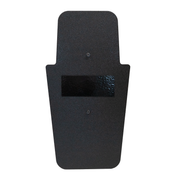Front of black 16" x 30" Caliber Armor Pistol rated Level IIIA HG2 Ballistic Shield with fixed handle in the center on a white background 11