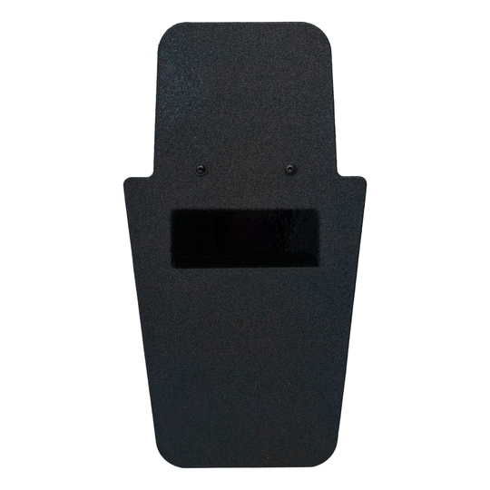 Front of black 16" x 30" Caliber Armor Pistol rated Level IIIA HG2 Ballistic Shield with fixed value line handle in the center on a white background 5