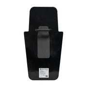 Back of black 16" x 30" Caliber Armor Pistol rated Level IIIA HG2 Ballistic Shield with fixed value line handle & padded armrest in the center on a white background 9