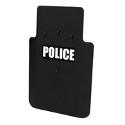 Black police ballistic shield with 'POLICE' text on a white background 2
