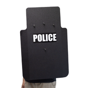 Black police riot shield with 'POLICE' text on a white background 8