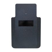 Front of black 20" x 30" Caliber Armor Pistol rated Level IIIA HG2 Ballistic Shield with fixed streamlined handle in the center on a white background 0