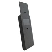 Side view of black 20" x 30" Caliber Armor Pistol rated Level IIIA HG2 Ballistic Shield with fixed streamlined handle in the center on a white background 1