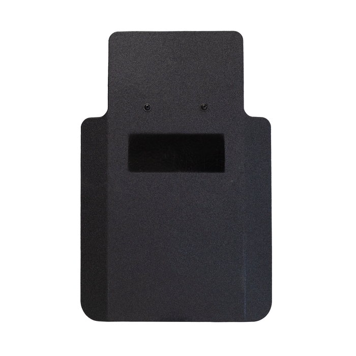 Front of black 20" x 30" Caliber Armor Pistol rated Level IIIA HG2 Ballistic Shield on a white background 0