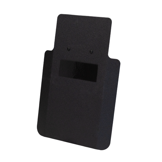 Angled front view of black 20" x 30" Caliber Armor Pistol rated Level IIIA HG2 Ballistic Shield on a white background 1
