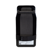 Back view of black 8" x 17" Caliber Armor Pistol rated NIJ HG2 Ballistic Shield with handle, padded armrest, & retension strap on a white background 4
