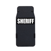 Black 8" x 17" Caliber Armor Pistol rated Level IIIA HG2 Ballistic Shield with the text "Sheriff" written in white words 9