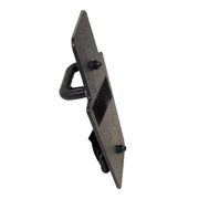 Side view of black 12" x 18" Caliber Armor Rifle rated Level III+ RF2 Ballistic Shield with SL handle on a white background 3