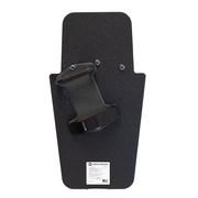 Backside of black 16" x 30" Caliber Armor Rifle rated Level III+ RF2 Ballistic Shield with three position handle setup for right handed use, for a left handed shooter on a white background 7