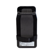 Back view of black 8" x 17" Caliber Armor Rifle rated Level III+ RF2 Ballistic Shield with handle padded armrest & forearm strap on a white background 5