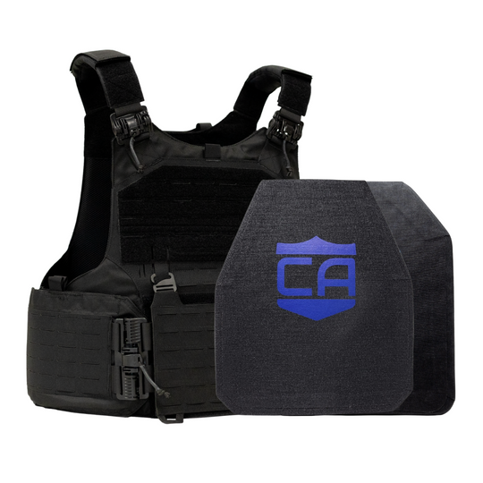 Black M.O.D. carrier with LevelIV shooters & SAPI cut ceramic plates 11