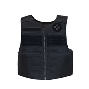 front view of black law enforcement body armor vest that zips up with molle 0