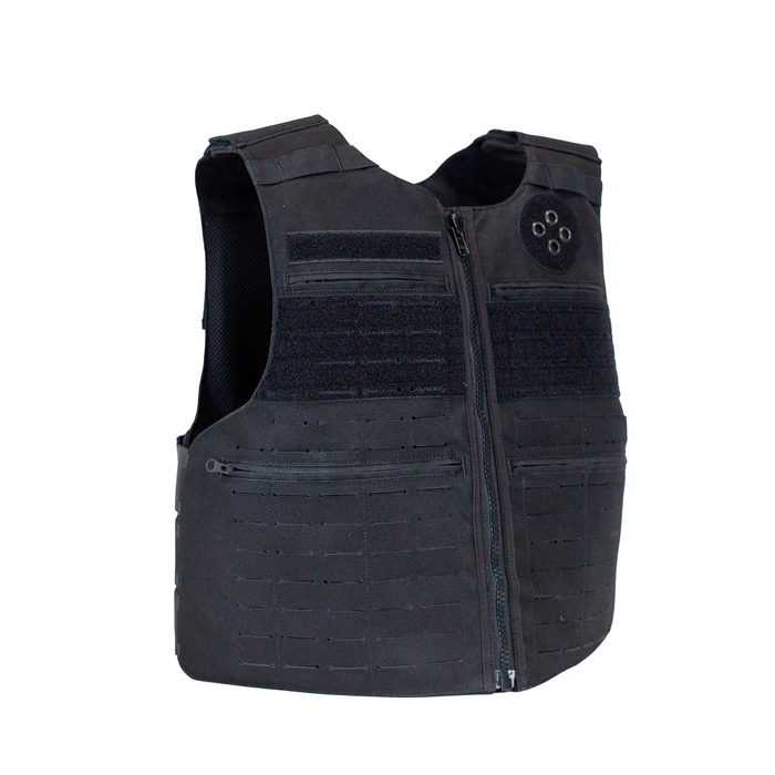 profile view of first responder body armor uniform style vest with zipp pockets and molle  9