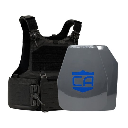 Black M.O.D. carrier with shooters &  SAPI cut UHMWPE Maritime plates with waterproof coating 15