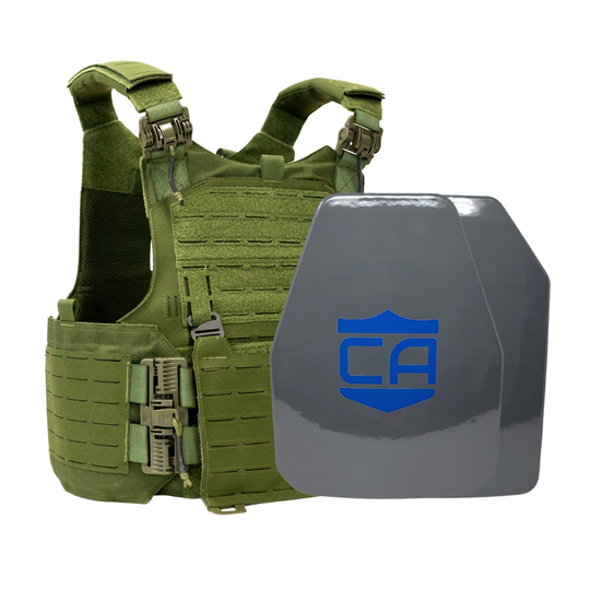 Green M.O.D. carrier with shooters &  SAPI cut UHMWPE Maritime plates with waterproof coating 12
