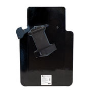 Backside of black protective shield with weapon support bracket mounted and pivoting handle 3