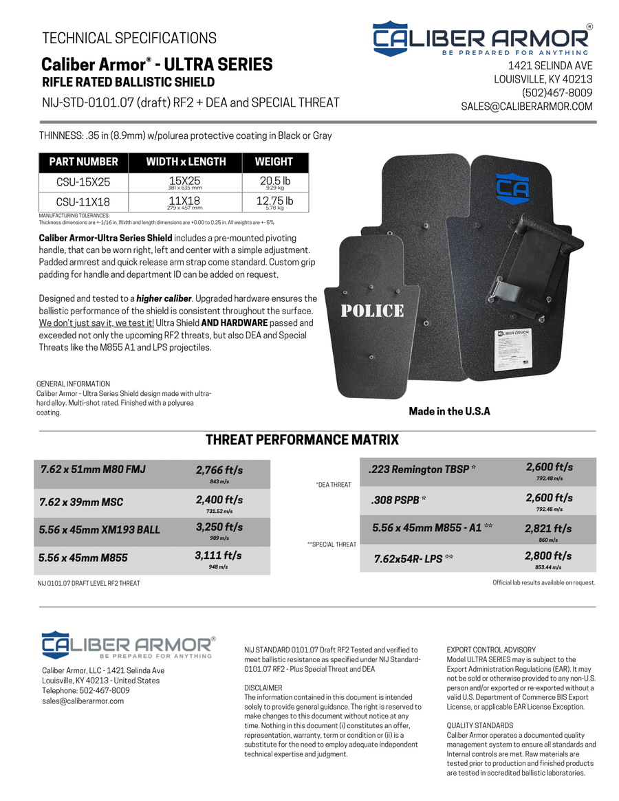 Caliber Armor Ultra Series SL Rifle 2 (III++) Shield