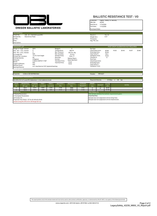 Legacy Level III+ Hard Plate 3