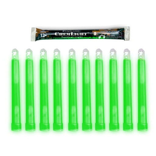 6 Inch Chemlights 10-Pack (Chemical Light Sticks) Accessories Cyalume Green 