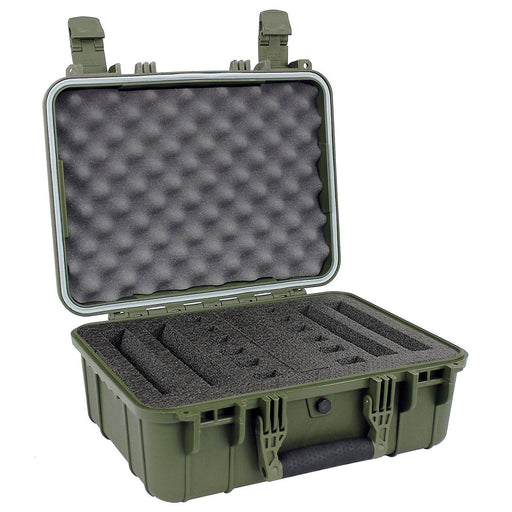 Condition 1 - Waterproof IP67 16" Medium Hard Case Tactical Case Condition 1 Green / 4-Gun Pre-Cut Foam 