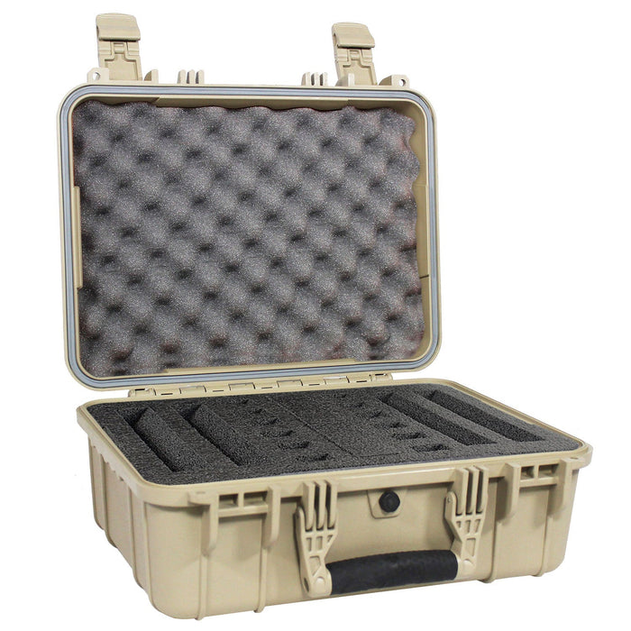 Condition 1 - Waterproof IP67 16" Medium Hard Case Tactical Case Condition 1 Tan / 4-Gun Pre-Cut Foam 