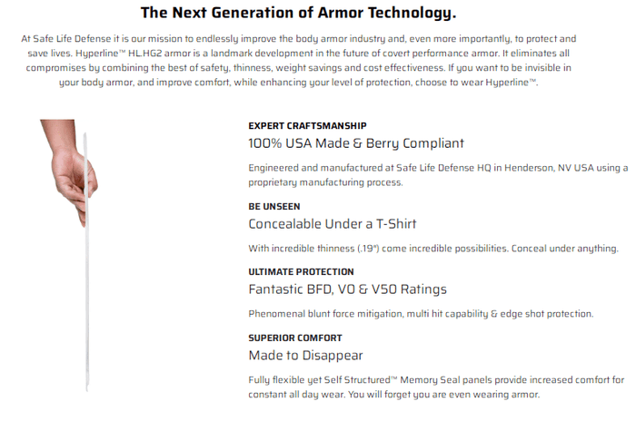 Safe Life Hyper Concealable™ HYPERLINE™ Level IIIA body armor Safe Life  10